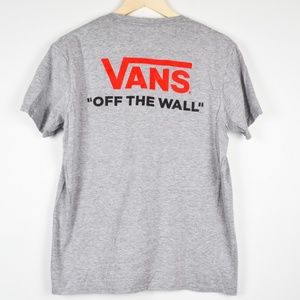 Grey & Red Men's Short Sleeve Vans Tee